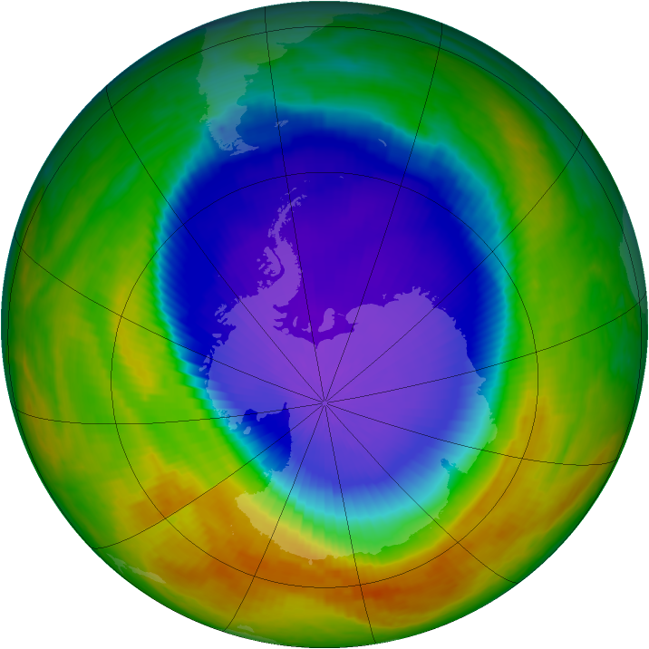 Antarctic ozone map for 16 October 2000